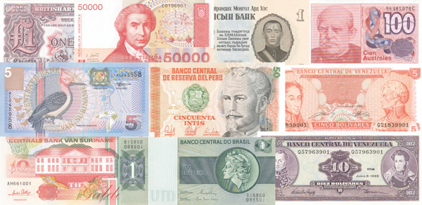 300 Pieces World Paper Money Collection - dated between 1950's to 1990's - 300 Different Foreign Paper Money Notes